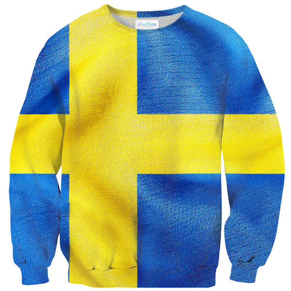 Swedish Flag Sweater-Subliminator-| All-Over-Print Everywhere - Designed to Make You Smile