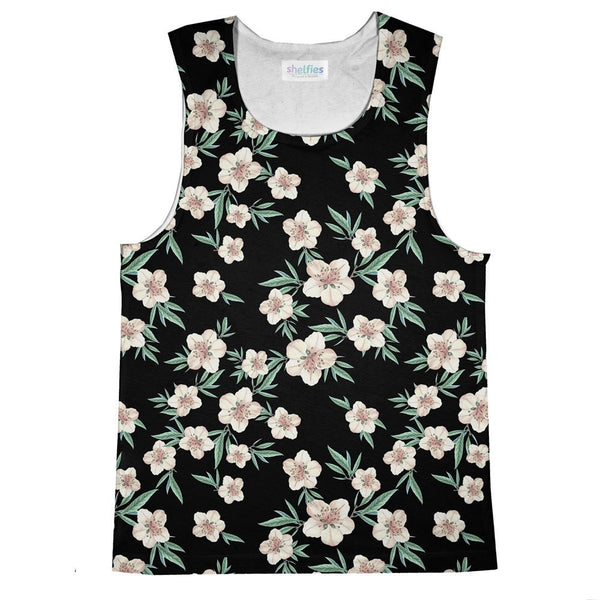 White Flowers Tank Top-kite.ly-| All-Over-Print Everywhere - Designed to Make You Smile