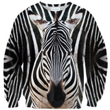 Zebra Face Sweater-Shelfies-| All-Over-Print Everywhere - Designed to Make You Smile