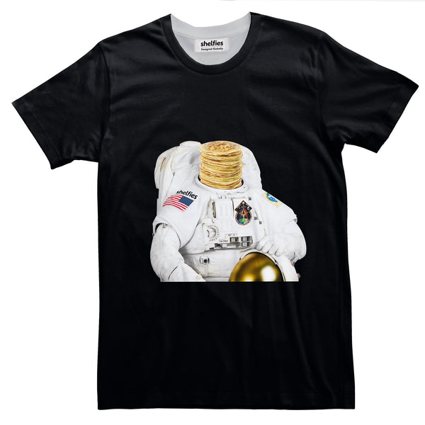 Astronaut Pancakes Basic T-Shirt-Printify-Black-S-| All-Over-Print Everywhere - Designed to Make You Smile