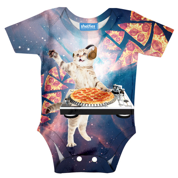 DJ Pizza Cat Baby Onesie-Shelfies-| All-Over-Print Everywhere - Designed to Make You Smile