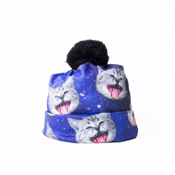 Galaxy Cat Heads Beanie Hat-Shelfies-| All-Over-Print Everywhere - Designed to Make You Smile