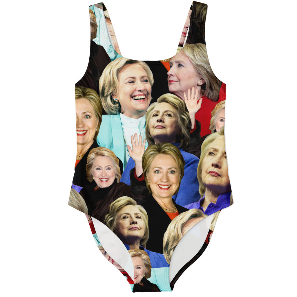 Hillary Clinton Face One-Piece Swimsuit-Subliminator-XS-| All-Over-Print Everywhere - Designed to Make You Smile