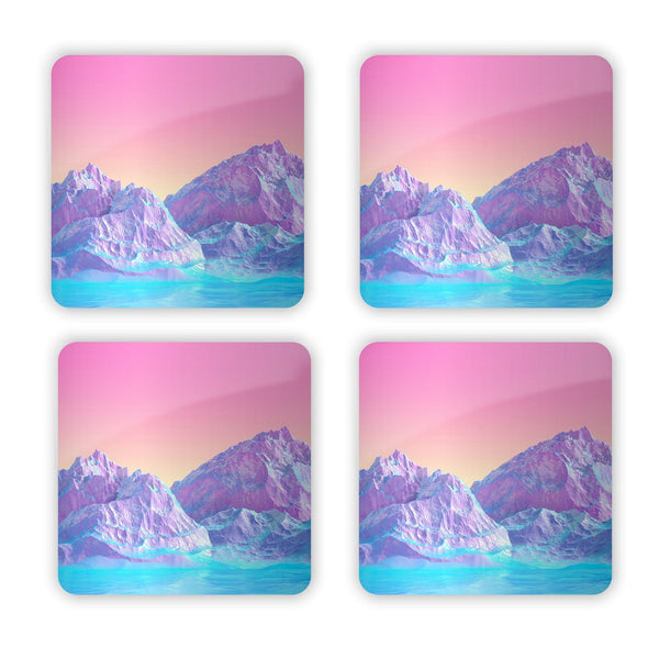 Pastel Mountains Coaster Set-Gooten-Set of 4-| All-Over-Print Everywhere - Designed to Make You Smile