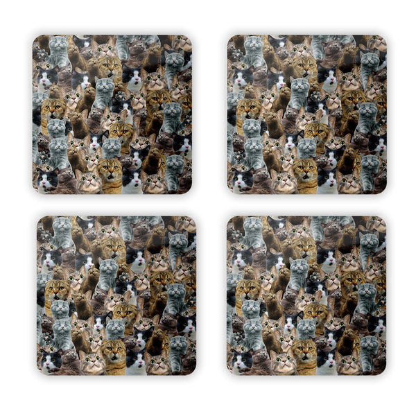 Scaredy Cat Invasion Coaster Set-Gooten-Set of 4-| All-Over-Print Everywhere - Designed to Make You Smile
