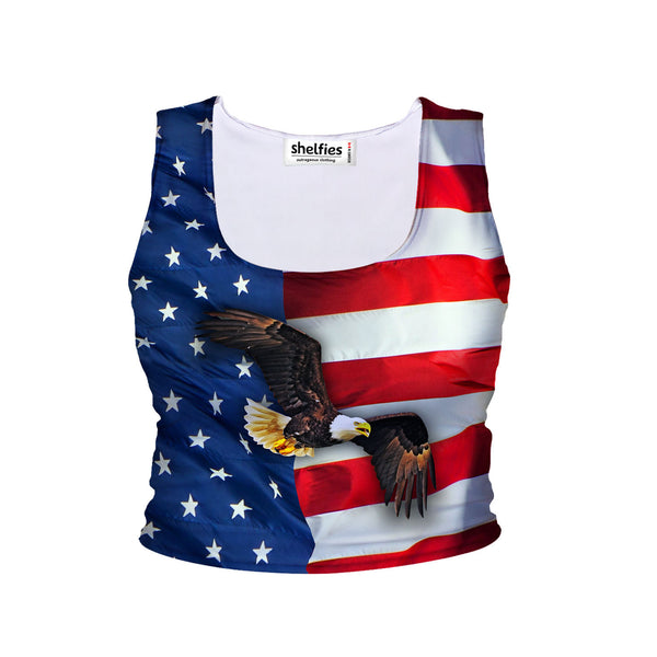 American Flag Crop Tank-Shelfies-| All-Over-Print Everywhere - Designed to Make You Smile