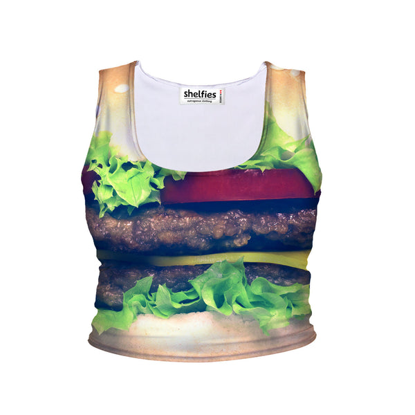 Burger Crop Tank-Shelfies-| All-Over-Print Everywhere - Designed to Make You Smile