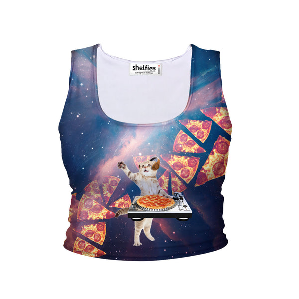 DJ Pizza Cat Crop Tank-Shelfies-| All-Over-Print Everywhere - Designed to Make You Smile
