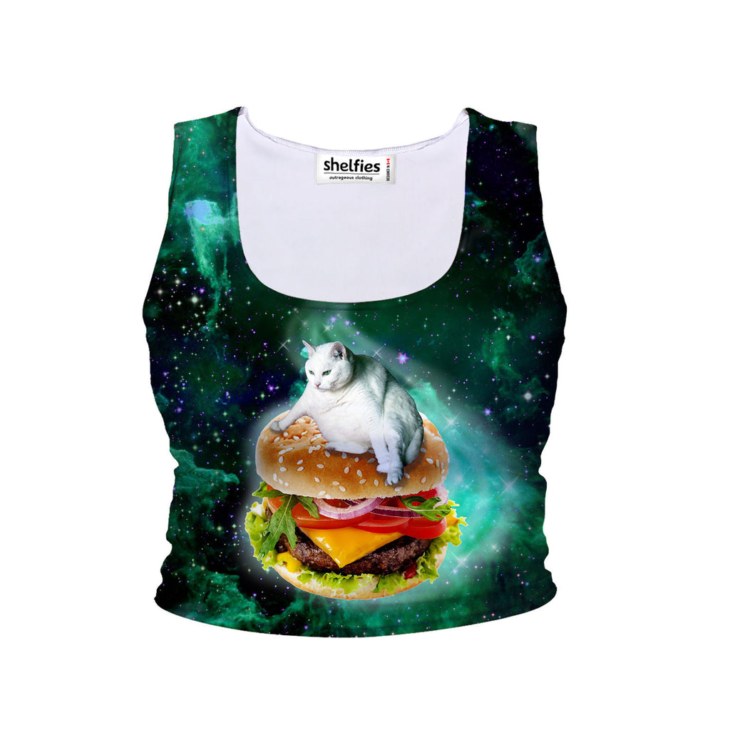 Hamburger Cat Crop Tank-Shelfies-| All-Over-Print Everywhere - Designed to Make You Smile