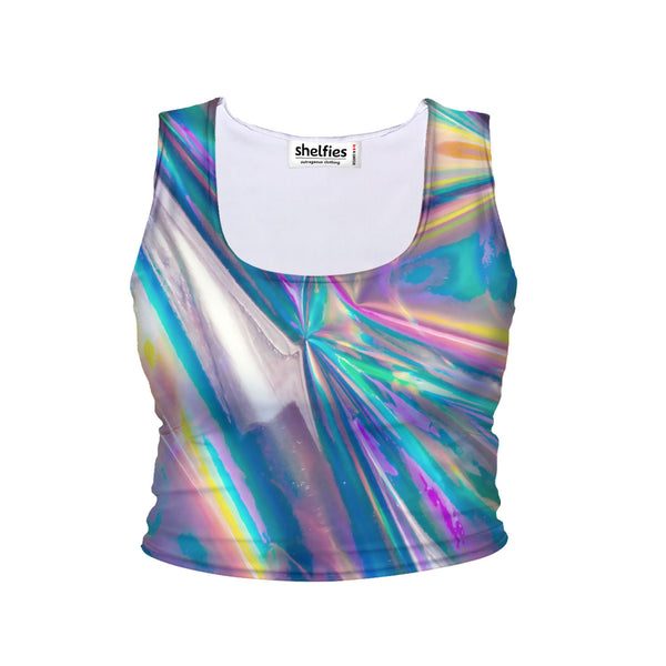 Holographic Foil Crop Tank-Shelfies-| All-Over-Print Everywhere - Designed to Make You Smile