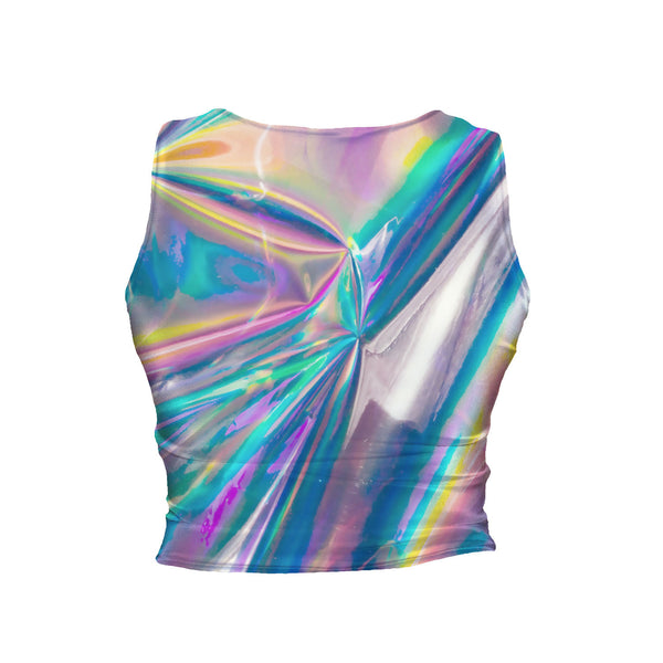 Holographic Foil Crop Tank-Shelfies-| All-Over-Print Everywhere - Designed to Make You Smile
