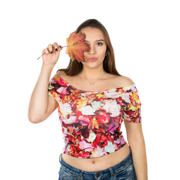 Fall Leaves Crop Top-Shelfies-| All-Over-Print Everywhere - Designed to Make You Smile