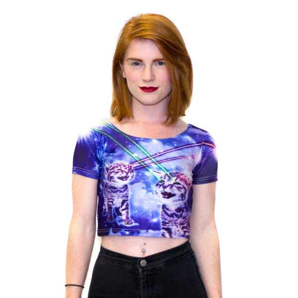 Laser Cat Crop Top-Shelfies-| All-Over-Print Everywhere - Designed to Make You Smile