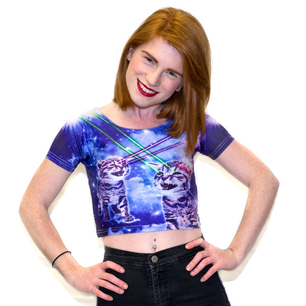 Laser Cat Crop Top-Shelfies-| All-Over-Print Everywhere - Designed to Make You Smile