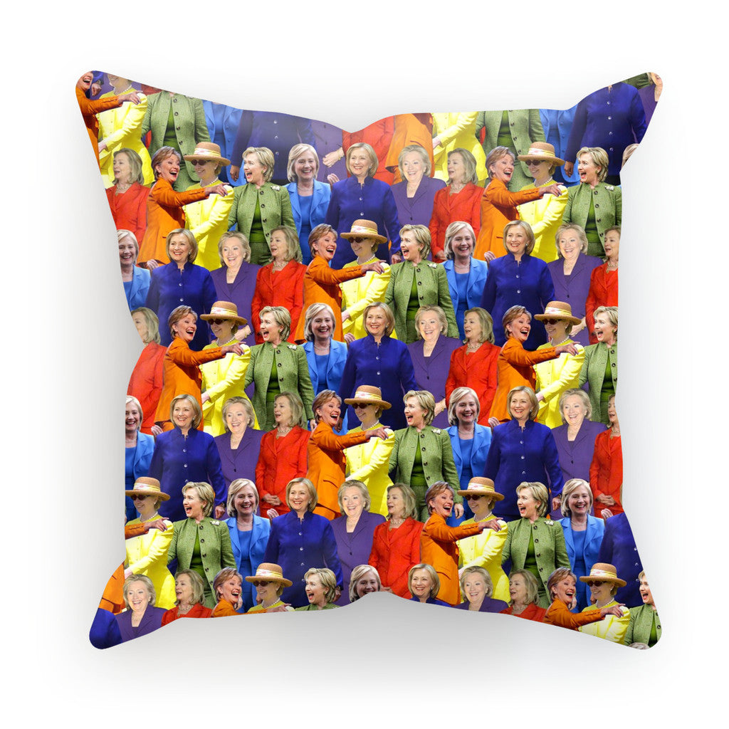 Hillary Clinton Rainbow Suits Cushion-kite.ly-18"x18"-| All-Over-Print Everywhere - Designed to Make You Smile
