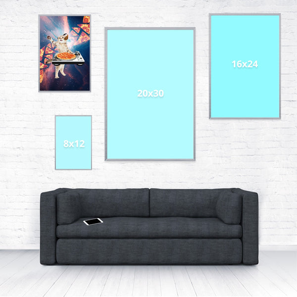DJ Pizza Cat Poster-Shelfies-12 x 18-| All-Over-Print Everywhere - Designed to Make You Smile