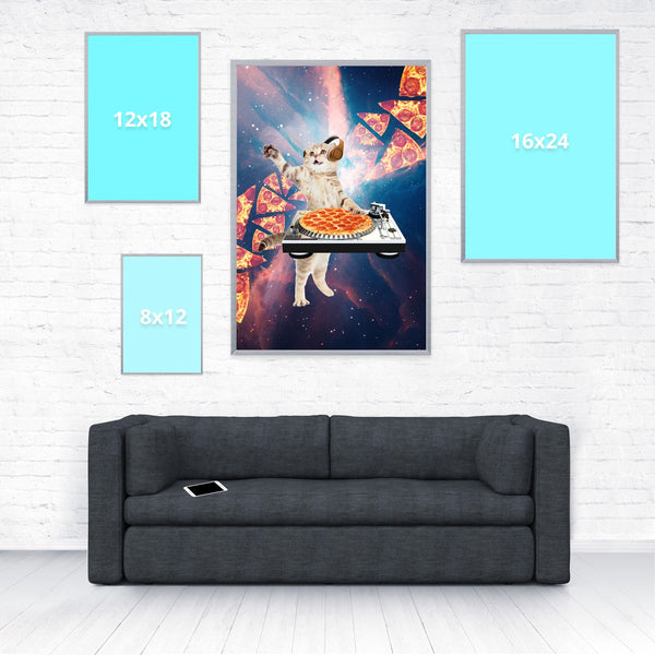 DJ Pizza Cat Poster-Shelfies-20 x 30-| All-Over-Print Everywhere - Designed to Make You Smile