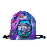 Astro Galaxy Cat Drawstring Bag-Shelfies-| All-Over-Print Everywhere - Designed to Make You Smile