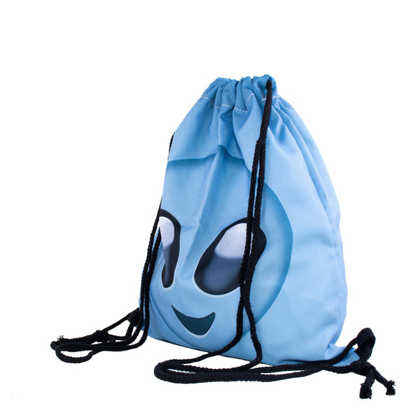 Big Alien Emoji Drawstring Bag-Shelfies-| All-Over-Print Everywhere - Designed to Make You Smile