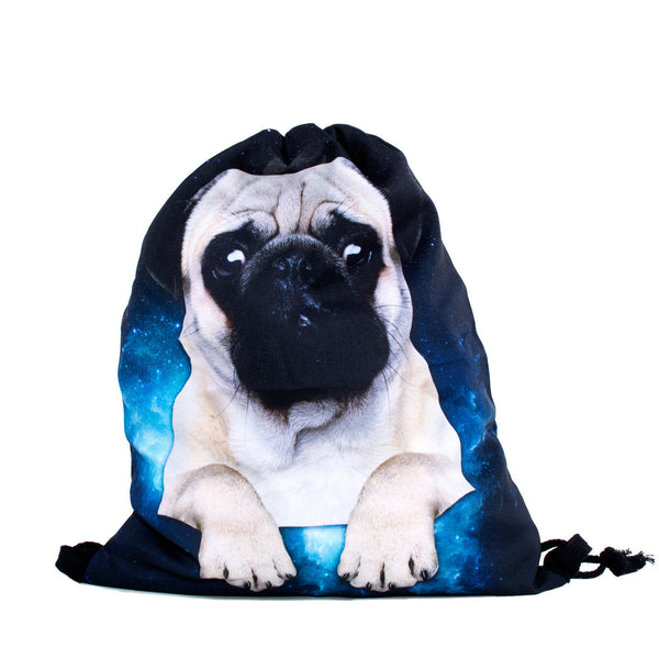 Galactic Pug Drawstring Bag-Shelfies-| All-Over-Print Everywhere - Designed to Make You Smile