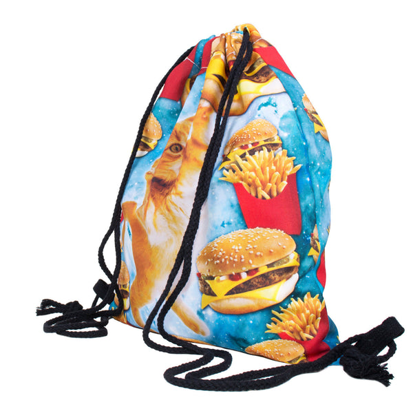 Junkfood Cat Drawstring Bag-Shelfies-| All-Over-Print Everywhere - Designed to Make You Smile