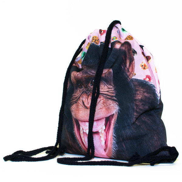 Monkey Face Drawstring Bag-Shelfies-One Size-| All-Over-Print Everywhere - Designed to Make You Smile