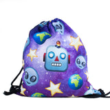 Robot Galaxy Alien Drawstring Bag-Shelfies-| All-Over-Print Everywhere - Designed to Make You Smile