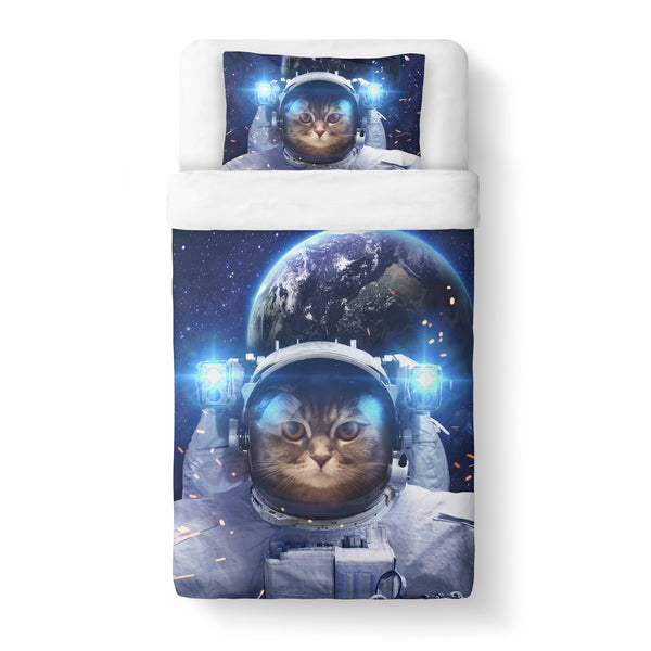 Astronaut Cat Duvet Cover-Gooten-Twin-| All-Over-Print Everywhere - Designed to Make You Smile