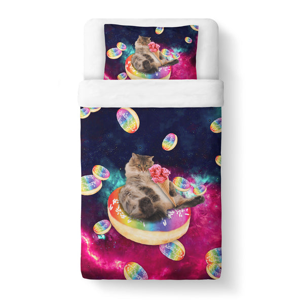 Donut Cat-astrophy Duvet Cover-Gooten-Twin-| All-Over-Print Everywhere - Designed to Make You Smile