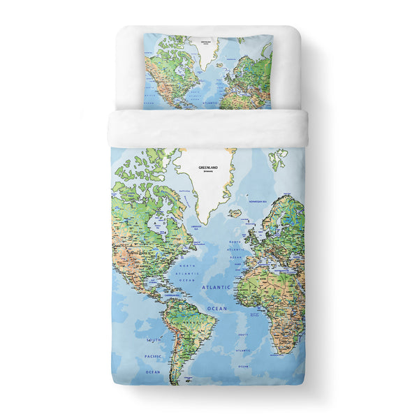 World Map Duvet Cover-Gooten-Twin-| All-Over-Print Everywhere - Designed to Make You Smile