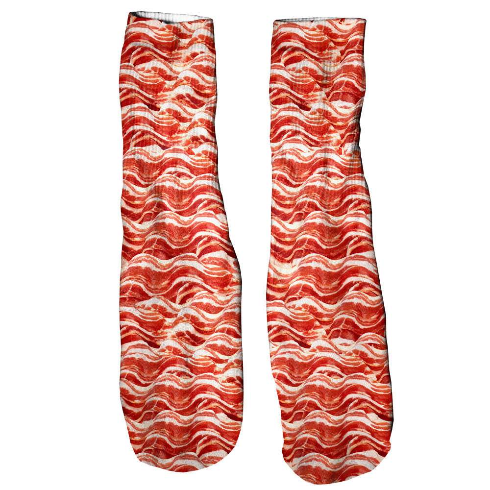 Retro Funny Monogrammed Bacon Pattern Football Socks Polyester
