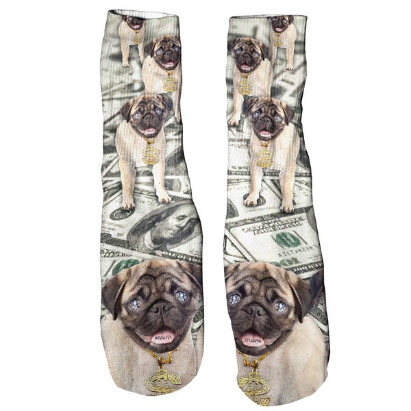 Thug Pug Foot Glove Socks-Printify-One Size-| All-Over-Print Everywhere - Designed to Make You Smile