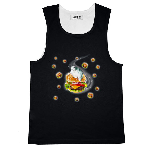 Hamburger Cat Basic Tank Top-Printify-Black-S-| All-Over-Print Everywhere - Designed to Make You Smile