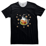 Hamburger Cat Basic T-Shirt-Printify-Black-S-| All-Over-Print Everywhere - Designed to Make You Smile