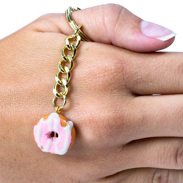 Pink Donut Keychain-Shelfies-One Size-| All-Over-Print Everywhere - Designed to Make You Smile