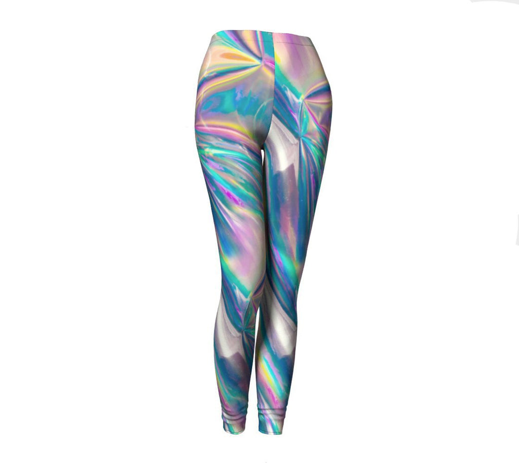 Holographic Foil Leggings-Shelfies-| All-Over-Print Everywhere - Designed to Make You Smile