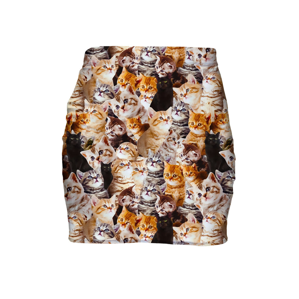 Kitty Invasion Mini Skirt-Shelfies-| All-Over-Print Everywhere - Designed to Make You Smile