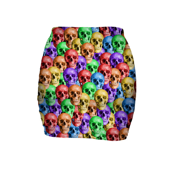 Rainbow Skulls Invasion Mini Skirt-Shelfies-| All-Over-Print Everywhere - Designed to Make You Smile