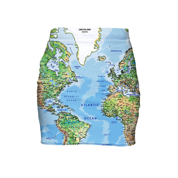 World Map Mini Skirt-Shelfies-| All-Over-Print Everywhere - Designed to Make You Smile