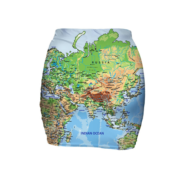 World Map Mini Skirt-Shelfies-| All-Over-Print Everywhere - Designed to Make You Smile