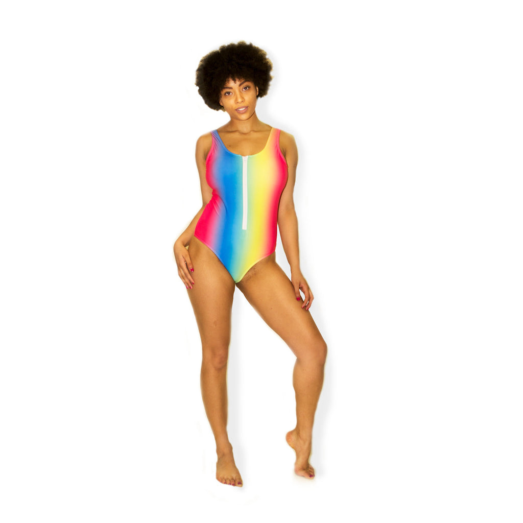 Rainbow Gradient One-Piece Swimsuit-Shelfies-| All-Over-Print Everywhere - Designed to Make You Smile