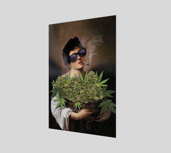 Boy With Basket of Weed Poster-Shelfies-| All-Over-Print Everywhere - Designed to Make You Smile
