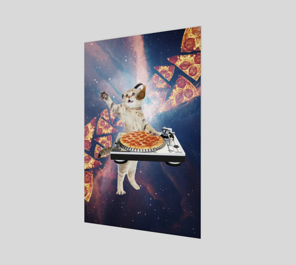 DJ Pizza Cat Poster-Shelfies-| All-Over-Print Everywhere - Designed to Make You Smile