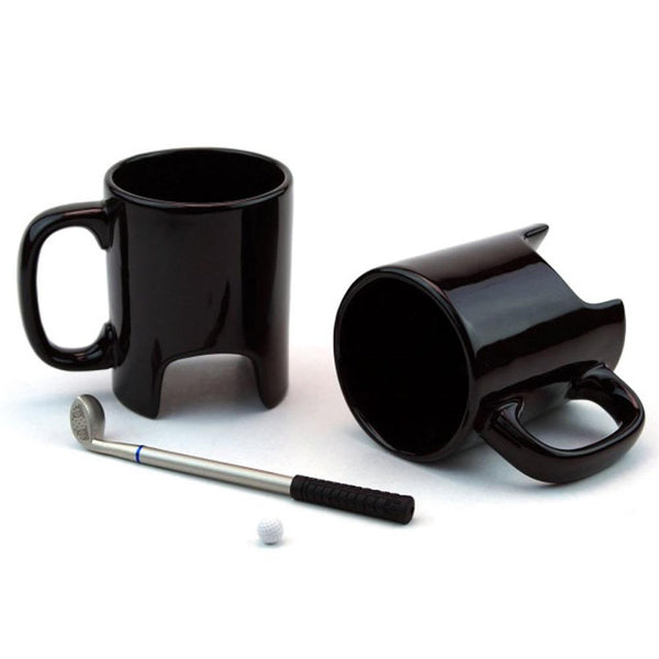 Golf Mug with Club & Ball Black Ceramic Mug-Shelfies-| All-Over-Print Everywhere - Designed to Make You Smile
