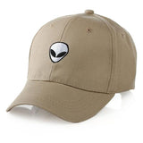 Alien Head Embroidered Dad Hat-Shelfies-Khaki-| All-Over-Print Everywhere - Designed to Make You Smile