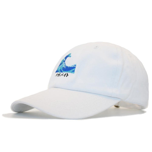 Japanese Ocean Wave Embroidered Dad Hat-Shelfies-White-Adjustable-| All-Over-Print Everywhere - Designed to Make You Smile