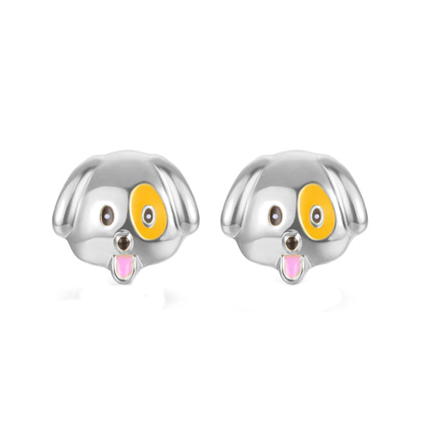 Puppy Dog Emoji Stud Earrings-Shelfies-Silver-one-size-| All-Over-Print Everywhere - Designed to Make You Smile