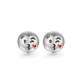 Blowing Kisses Emoji Emoji Women Stud Earrings-Shelfies-Silver-one-size-| All-Over-Print Everywhere - Designed to Make You Smile