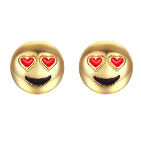 Heart Eyes Emoji Emoji Women Stud Earrings-Shelfies-Gold-one-size-| All-Over-Print Everywhere - Designed to Make You Smile
