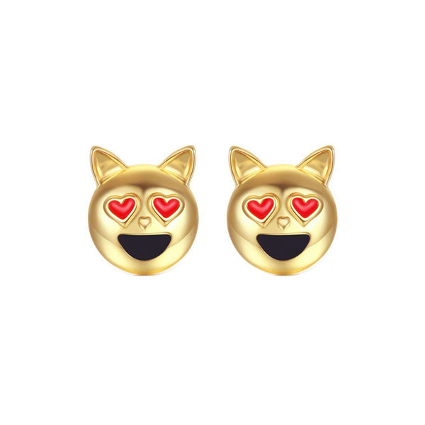 Dog Head Emoji Women Stud Earrings-Shelfies-Gold-one-size-| All-Over-Print Everywhere - Designed to Make You Smile